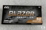 50 rounds CCI Blazer 9mm ammo. 115 grain FMJ