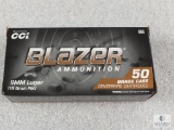 50 rounds CCI Blazer 9mm ammo. 115 grain FMJ