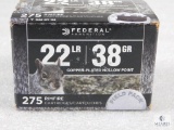 275 Rounds Federal .22 Long Rifle Ammo. 38 Grain Copper Plated Hollow Point. 1260 FPS