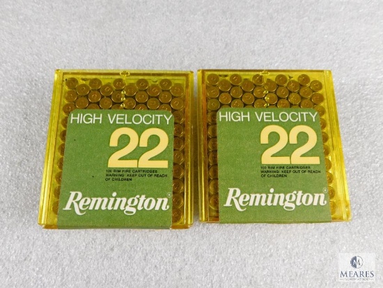 200 Rounds Remington .22 LR High Velocity Solid Bullet Ammo (2 packs of 100 each)