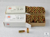 100 Rounds 9mm Luger 115 Grain Ball Ammo - possible reloads