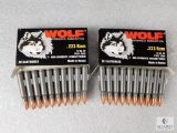 40 Rounds Wolf .223 REM 75 Grain Hollow Point Steel Case Ammo