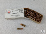 50 Rounds Winchester .25 Auto 50 Grain Full Metal Case Ammo