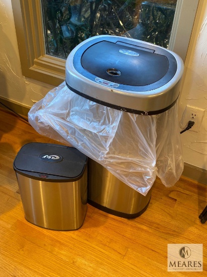 Two Auto-Opening Trash Cans