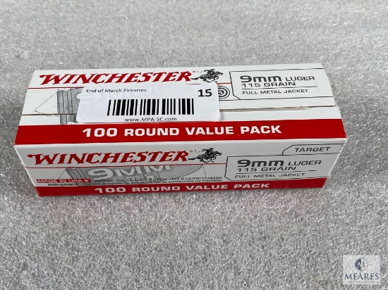 Winchester 9mm Luger 115 GR. FMJ 100 Round Value Pack