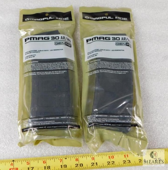 2 New 30 Round Magpul Pmag AR 15 5.56 Rifle Magazines