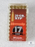 50 Rounds Hornady 17 HMR Ammo. 20 Grain XTP