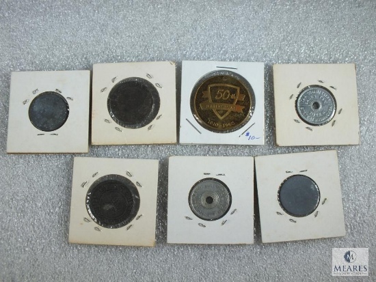 Four Old State Tax Tokens and 3 Different Bank Advertising Tokens (1960, 1969, 1970)