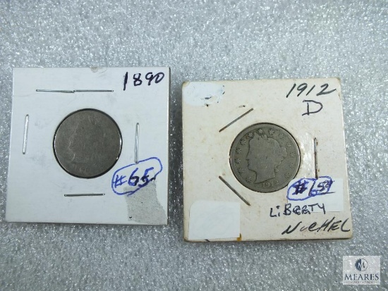 1890 and 1912-D Liberty Nickels