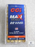 50 Rounds CCI Maxi-Mag .22 WMR Total Metal Jacket 40 Grain 1875 FPS