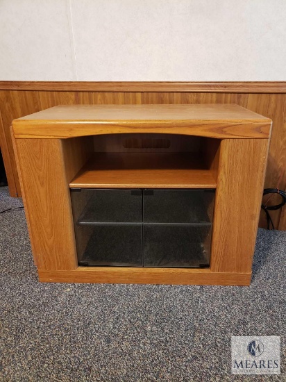 Wood Television Stand with Glass Doors