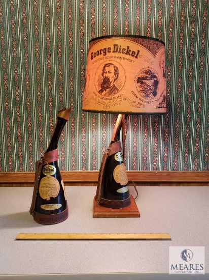 George Dickel Lamp with Two Souvenir Whiskey Bottles