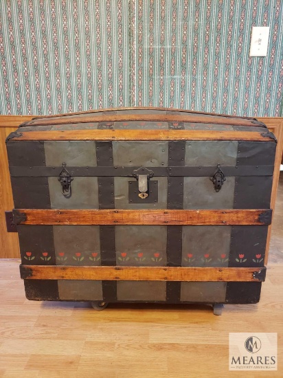 Refinished Camelback Steamer Trunk