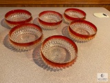 Diamond Point Ruby Flash Fruit Bowls