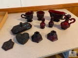 Avon 1876 Cape Cod Ruby Red Cream and Sugar, Butter Dish, Gravy Boat, And More