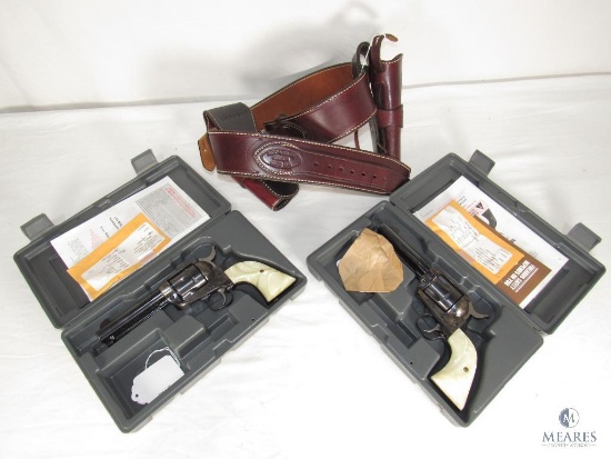 Cowboy Action Set! Pair of Ruger Vaquero .45 Colt Revolvers & Yellowstone Holster Belt