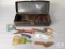 Metal Toolbox with Assorted Tools - Trimmers, Chipping Hammer, Brushes, Cable Locks and more