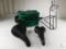 Lot Bicycle Seats, Wheel Chock, Mini Master Blaster Bike Pump and Storage Bag