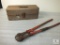 Lot Vintage Metal Tool or Tackle Box and 24