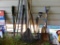 Lot Assorted Yard Tools - Shovels, Gravel Rakes, Axe, Survey Rulers and more