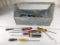 Galvanized Tool Box Tray with Large Lot of Assorted Screwdrivers