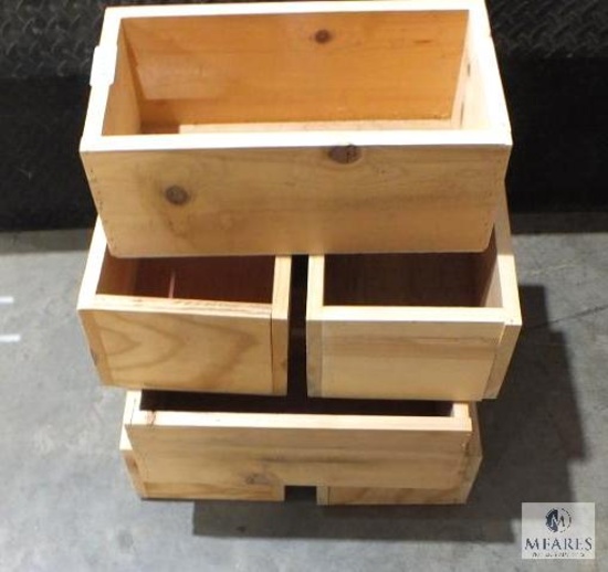 Lot of 7 Solid Wood Storage Bins