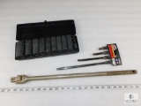 Lot Pittsburgh Deep Socket Set, Wright Breaker Bar, and Craftsman Extension Bar Set