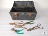 Professional Tuff Box Toolbox with Tools - Screwdrivers, Tin Snips, Channel Locks and more