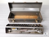 Metal Toolbox with SK Ratchet Wrench, Extensions, 1/2