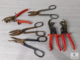 Lot of 3 Heavy Duty Tin Snips and 3 Ratchet Cable Cutters for Repair