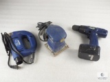 Lot Electric Benchtop 1/4 Sheet Sander, Benchtop Jig Saw & HDC 12 Volt Cordless Drill
