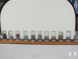 Wood Shelf with 21 Glass Jars with Assorted Fasteners