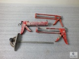 Lot of 3 Caulking Guns and Table Saw Guide