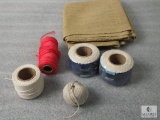 Lot of Assorted Twine Reels and Burlap Sack