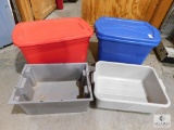 Lot Rubbermaid Totes and (2) Heavy Duty Plastic Trays