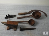 Lot of Vintage Tools - 6 lbs Anvil, Sickle, ladles and more