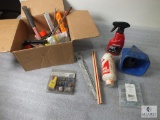 Lot of Assorted Tools, Hand Cleaner, Polish, Funnels, Fuses, Files, Hammer, and More