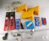 Lot - Wheel Chocks, Battery Tie-Downs, Goggles, Hooks, Caster Cups, ID Tags and More