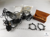 Lot of Assorted Canister Lights (Black & Brass) and Small Bulbs
