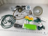 Lot of Assorted Clamp-On Fixtures, Drop Cords, Spike Light, and more