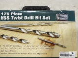 New 170 Piece HSS Twist Drill Bit Set with Case