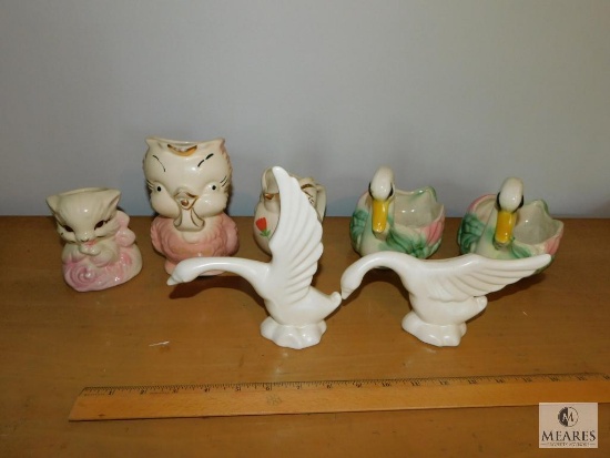 Lot Vintage Ceramic Animal Themed Planters