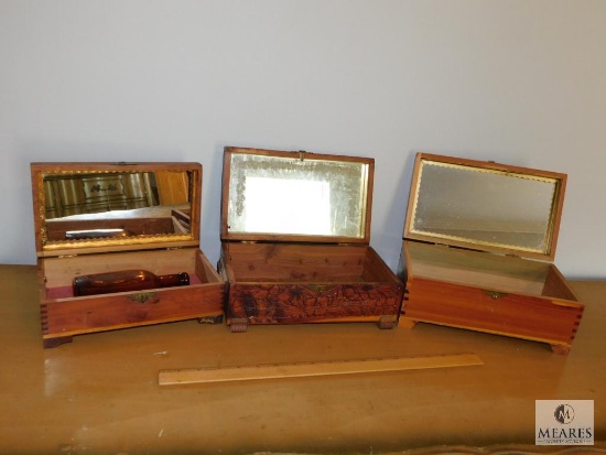 Lot of 3 Vintage Cedar Jewelry Boxes