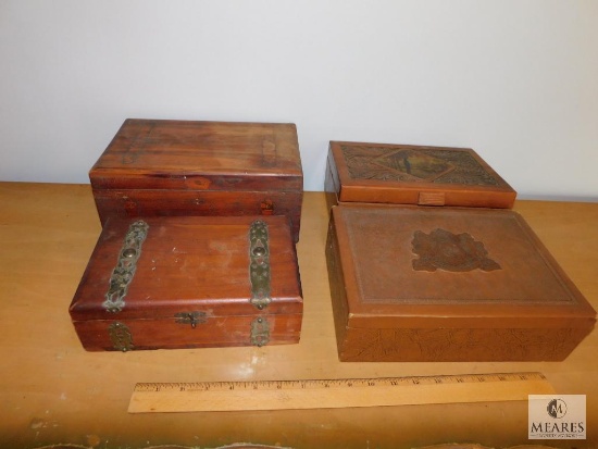 Lot Wood Cigar, Jewelry and Storage Boxes