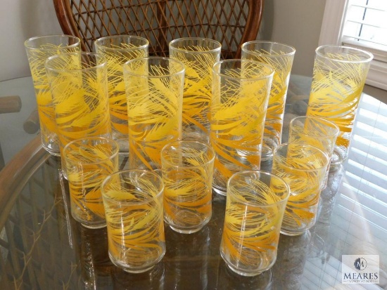 Vintage Set Libby Golden Wheat Glasses Drinkware