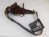 US marked Colt 1911 holster, mag pouch & leather belt