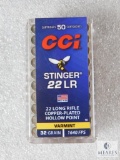 50 Rounds CCI Stinger .22LR 32 Grain HP Ammo 1640 FPS Ammo