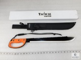 New Tactical Master D-Handle Machete Straight & Saw Edge with Sheath & Sharpener