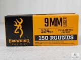 150 Rounds Browning 9mm Luger 124 Grain FMJ Ammo