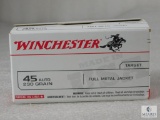 100 Rounds Winchester .45 Auto 230 Grain FMJ Ammo